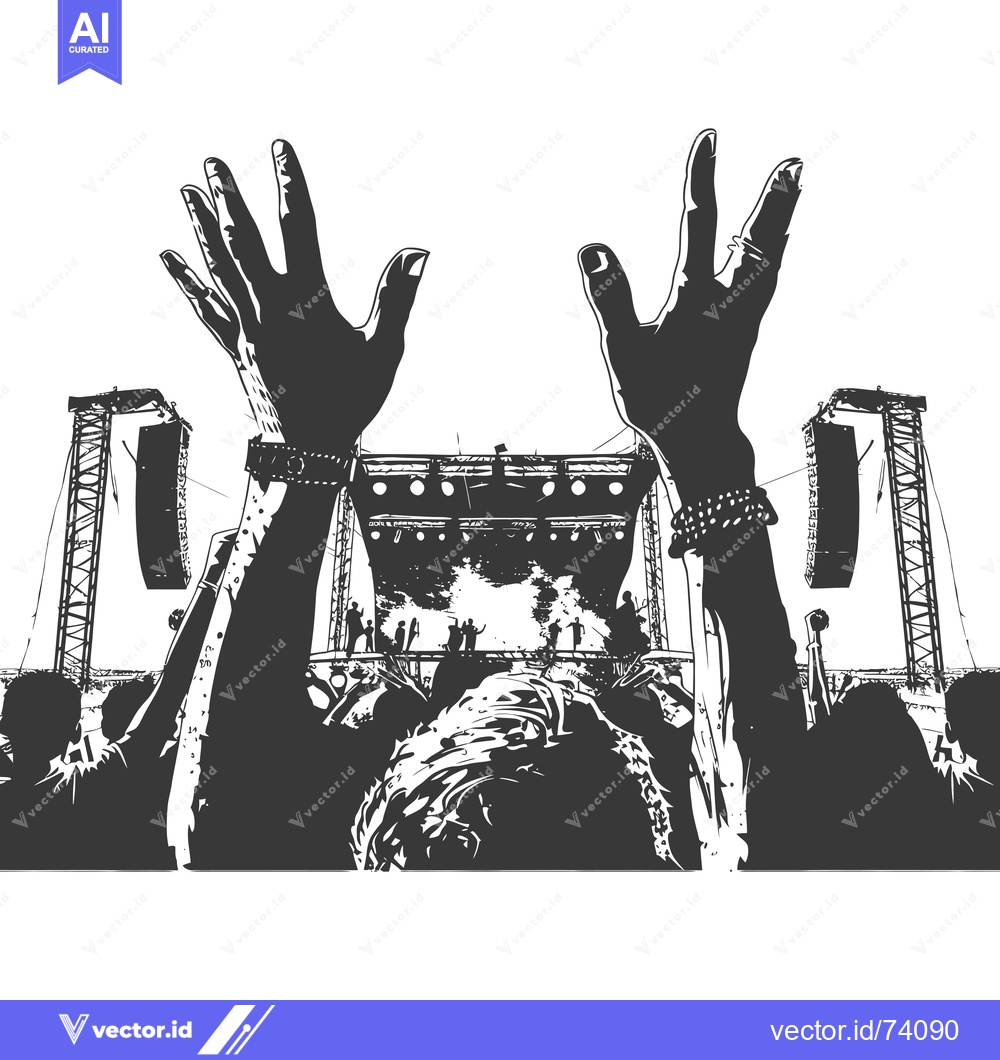 Premium Vector dari Silhouetted Audience Member with Raised Hands at a Concert