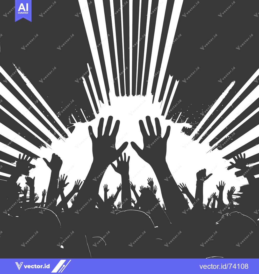 Premium Vector of Silhouettes of a Crowd Raising Their Hands at a Concert