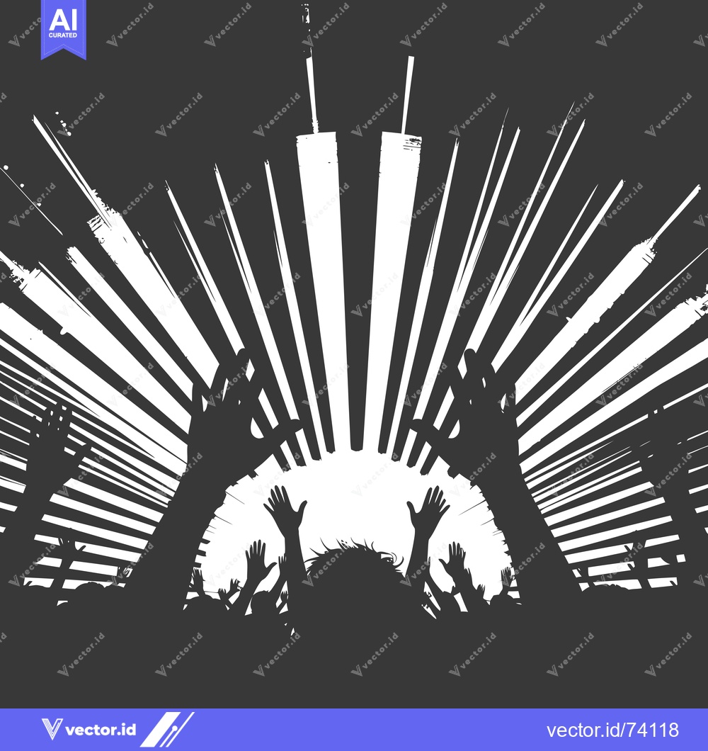 Premium Vector dari Silhouetted Crowd with Hands Raised in Celebration
