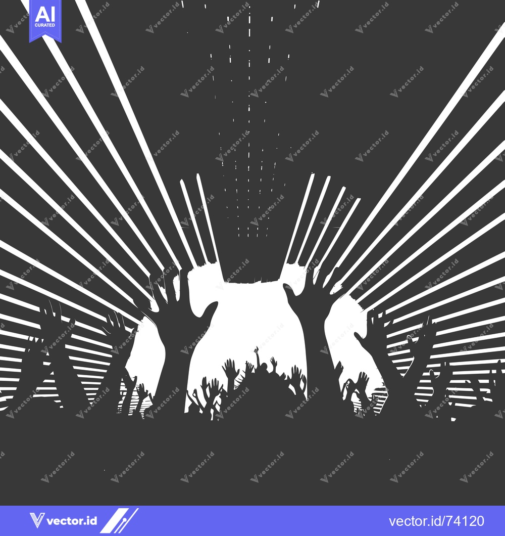 Premium Vector of Silhouette of a Crowd of People With Their Hands Raised in the Air
