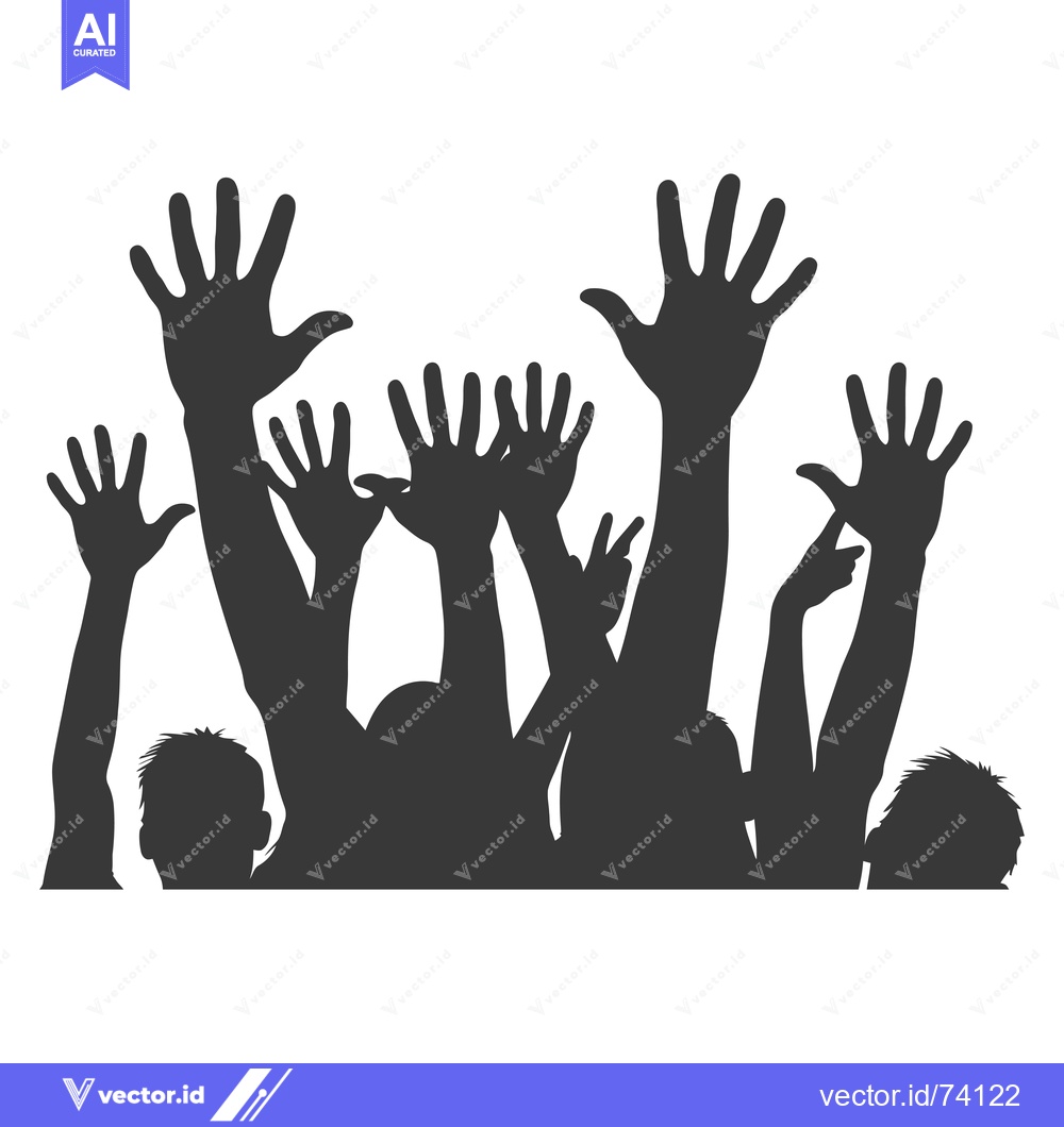 Premium Vector of Silhouettes of People with Hands Raised in Celebration