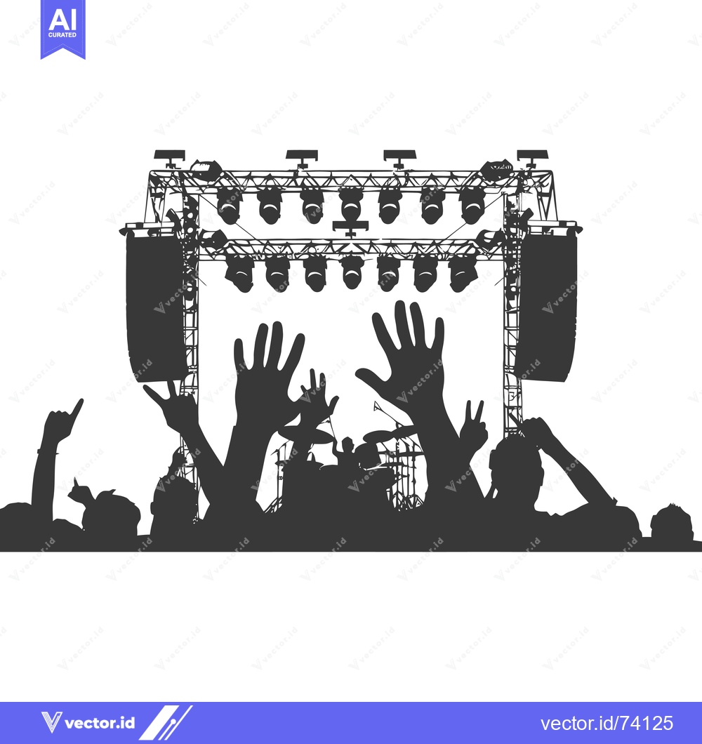 Premium Vector dari Crowd Silhouetted Against Stage Lights at Concert