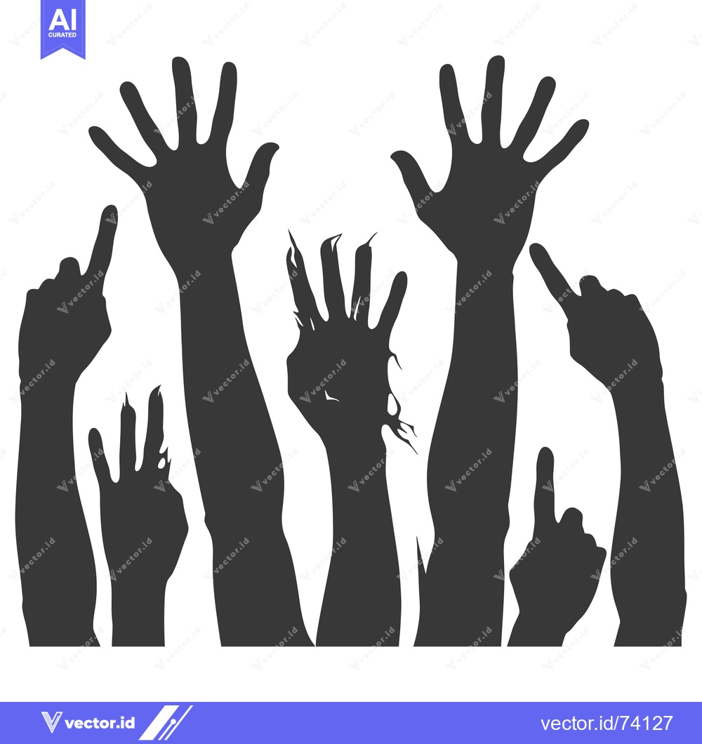 Premium Vector dari Six Silhouette Hands Reaching Upwards