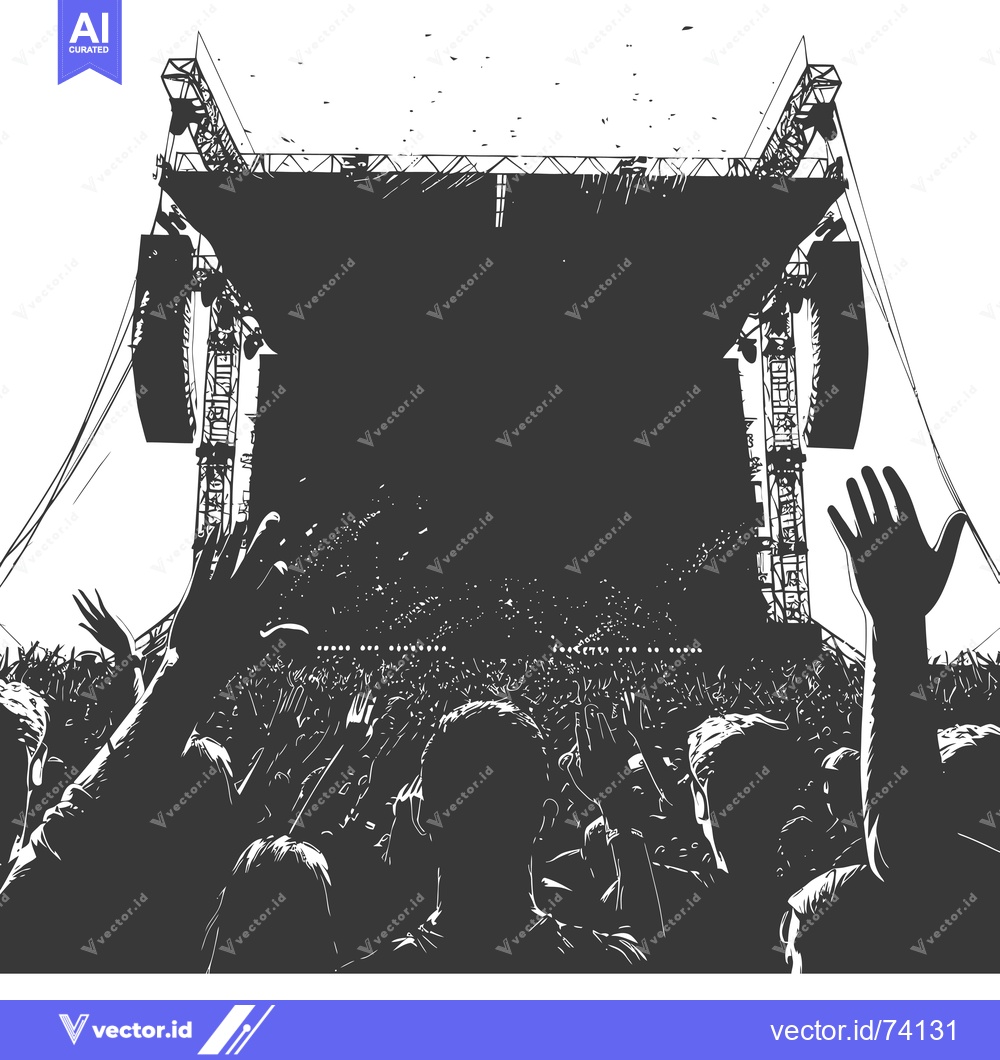 Premium Vector of Silhouetted Crowd Facing a Stage at a Concert