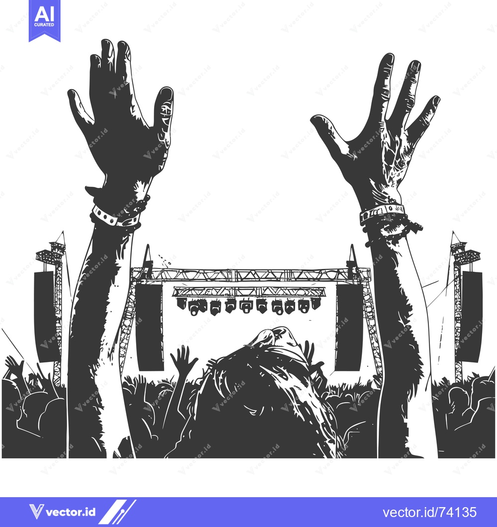 Premium Vector dari Silhouette of a Person with Raised Arms at a Concert