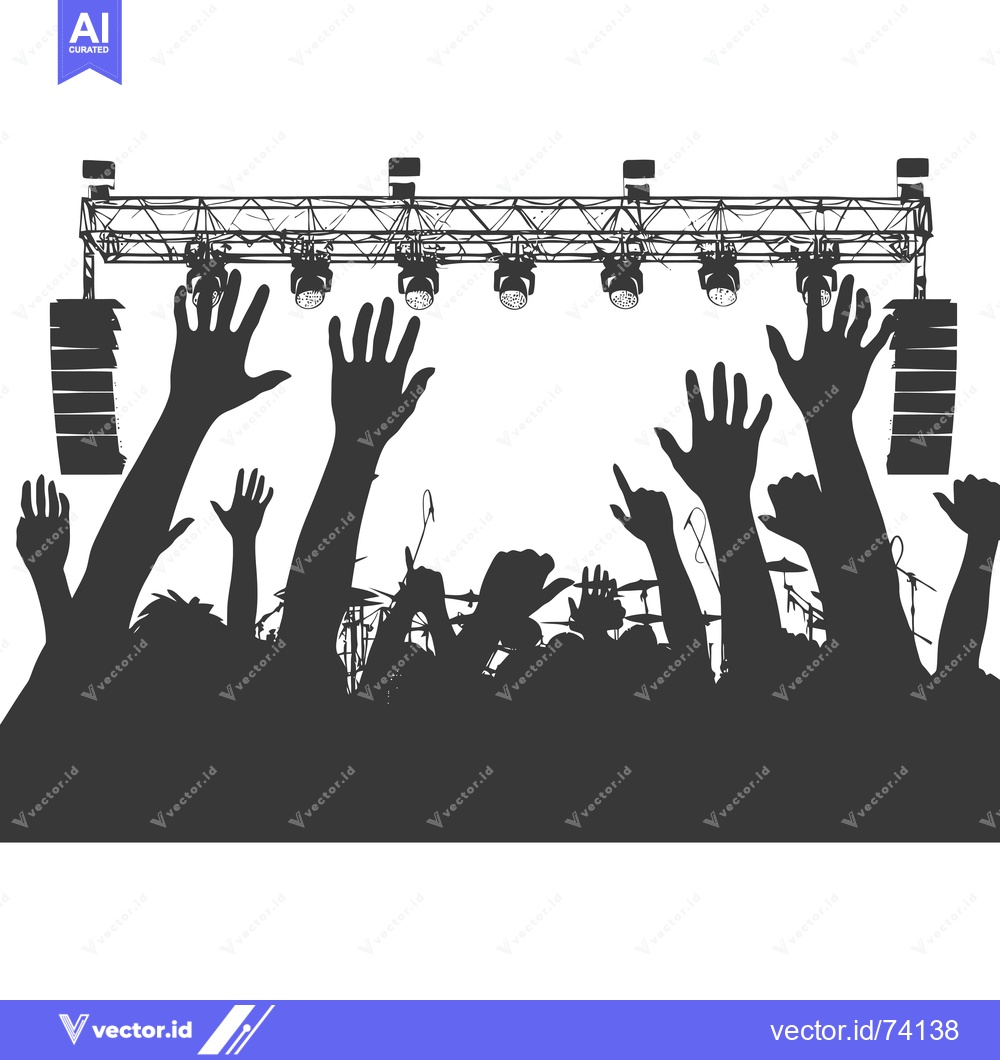 Premium Vector of Crowd of Silhouettes Reaches Up Towards Stage Lights