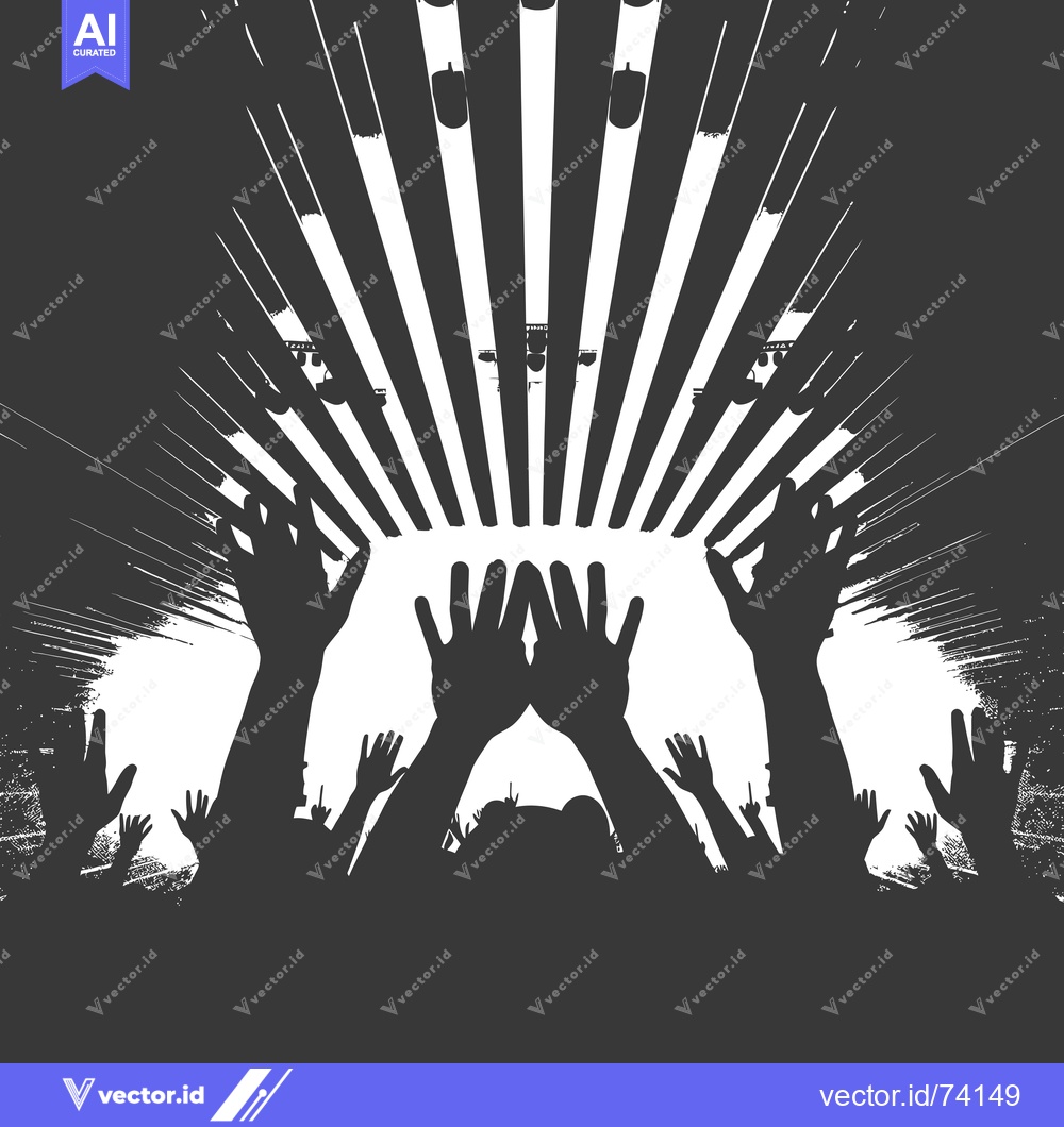 Premium Vector of Silhouetted Crowd Reaching Up Towards Stage Lights at a Concert