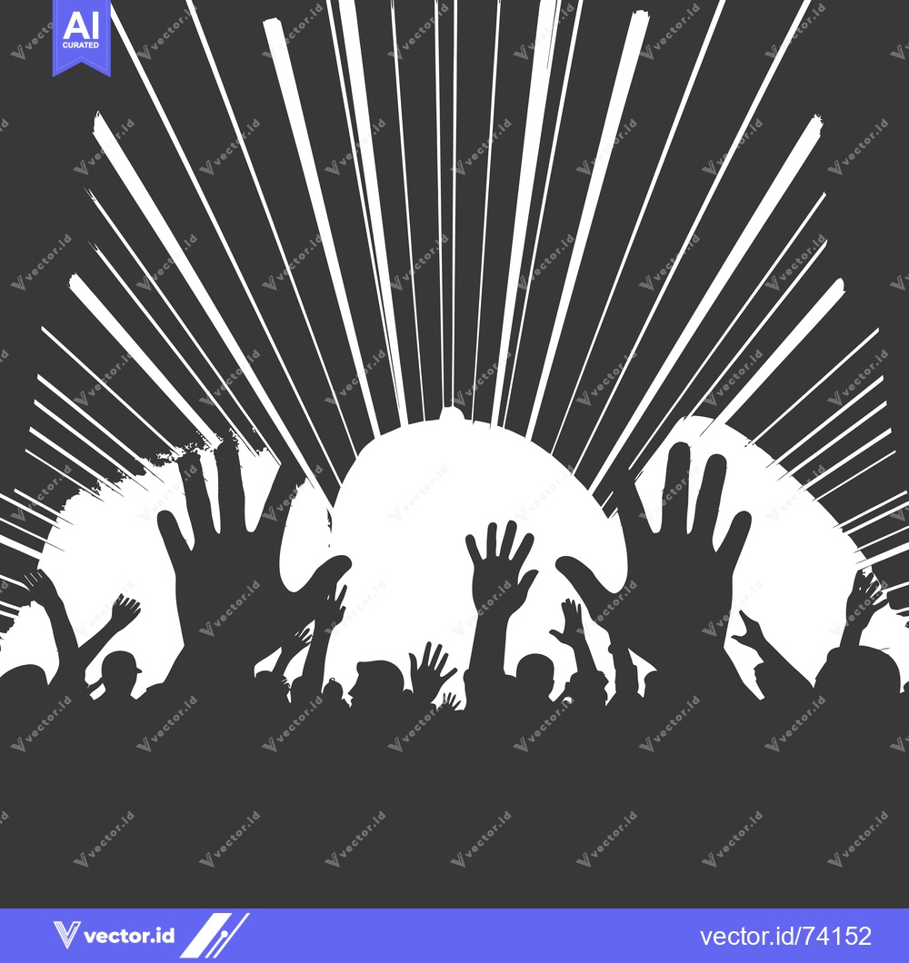 Premium Vector dari Silhouetted Crowd with Hands Reaching Up Towards a White Space and Abs