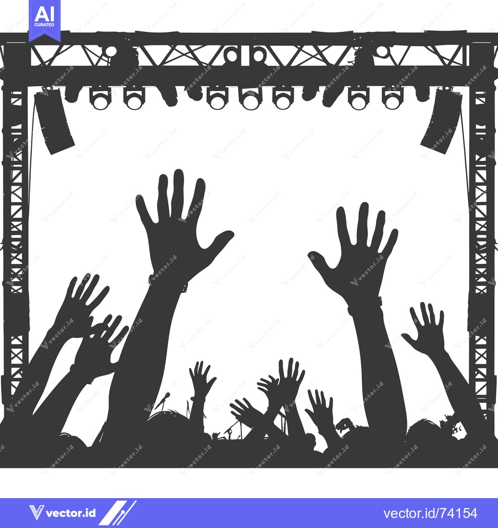 Premium Vector dari Silhouettes of Crowd at a Concert with Stage Lights