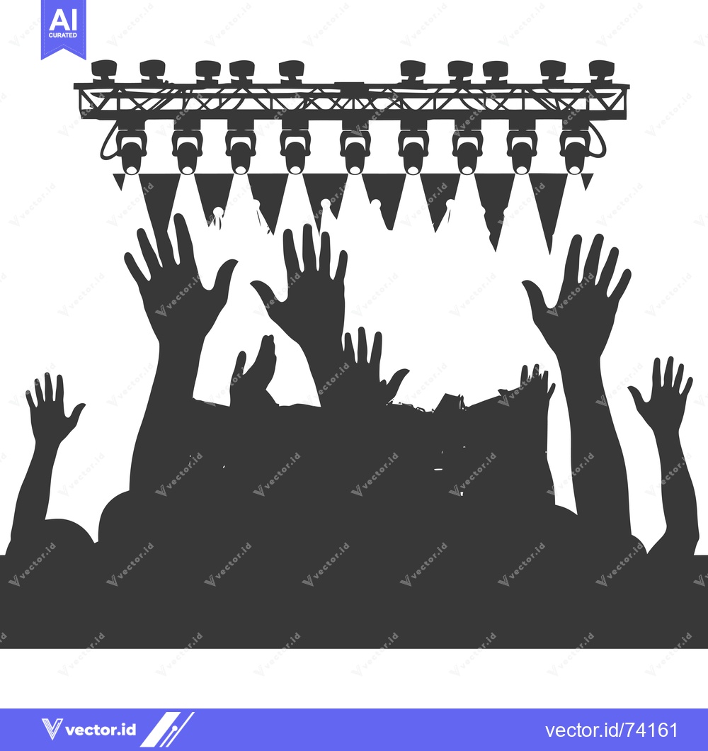 Premium Vector dari Silhouettes of a Crowd Reaches Up Towards Stage Lights