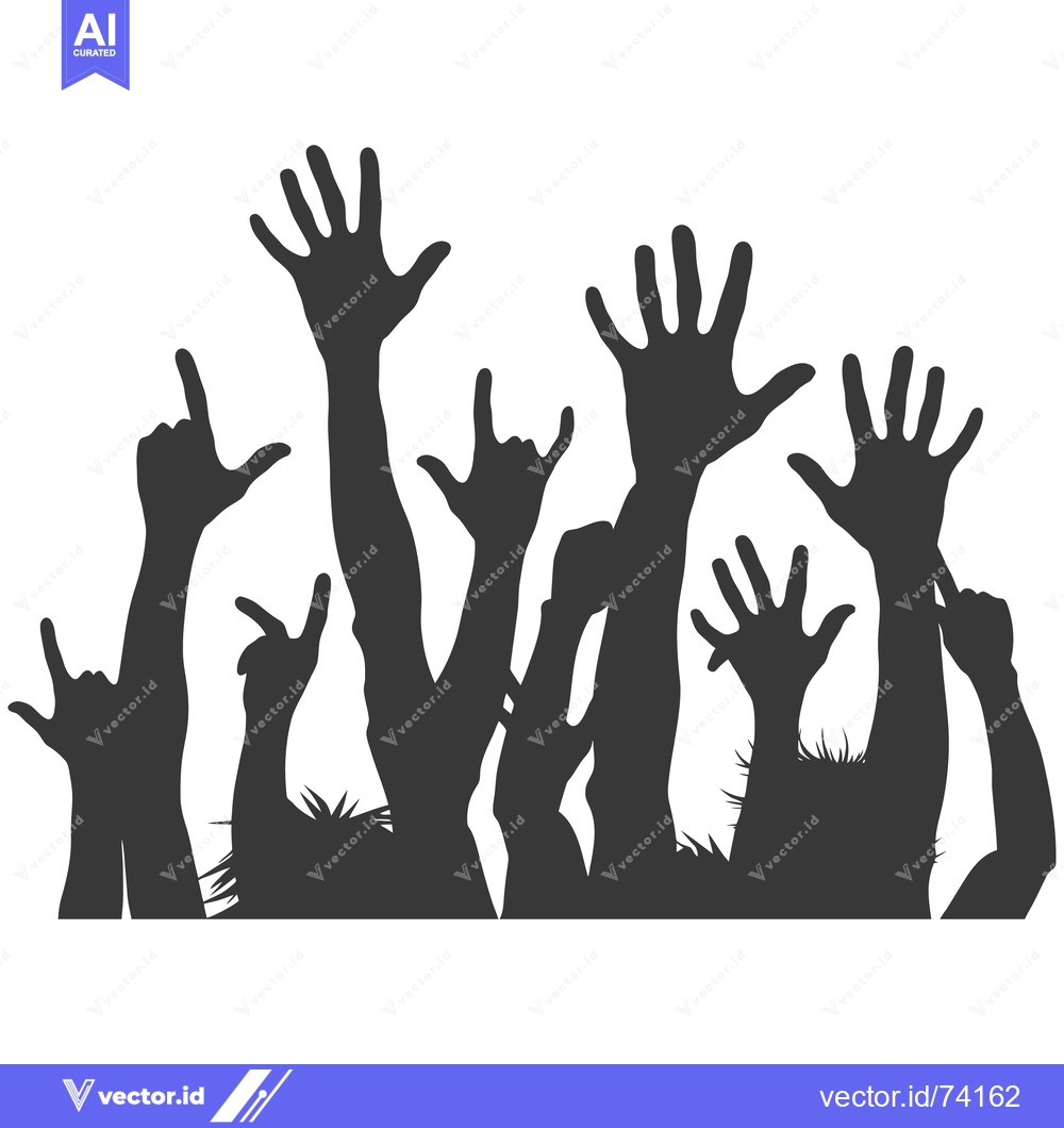 Premium Vector of Silhouette of a Crowd with Raised Hands