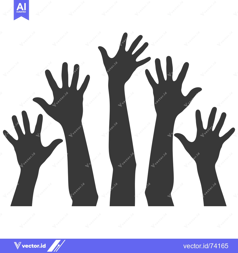 Premium Vector dari Silhouette of Five Hands Reaching Upward