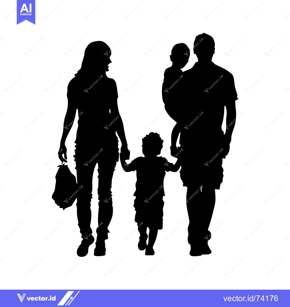 Premium Vector dari Silhouette of a Family Walking Together