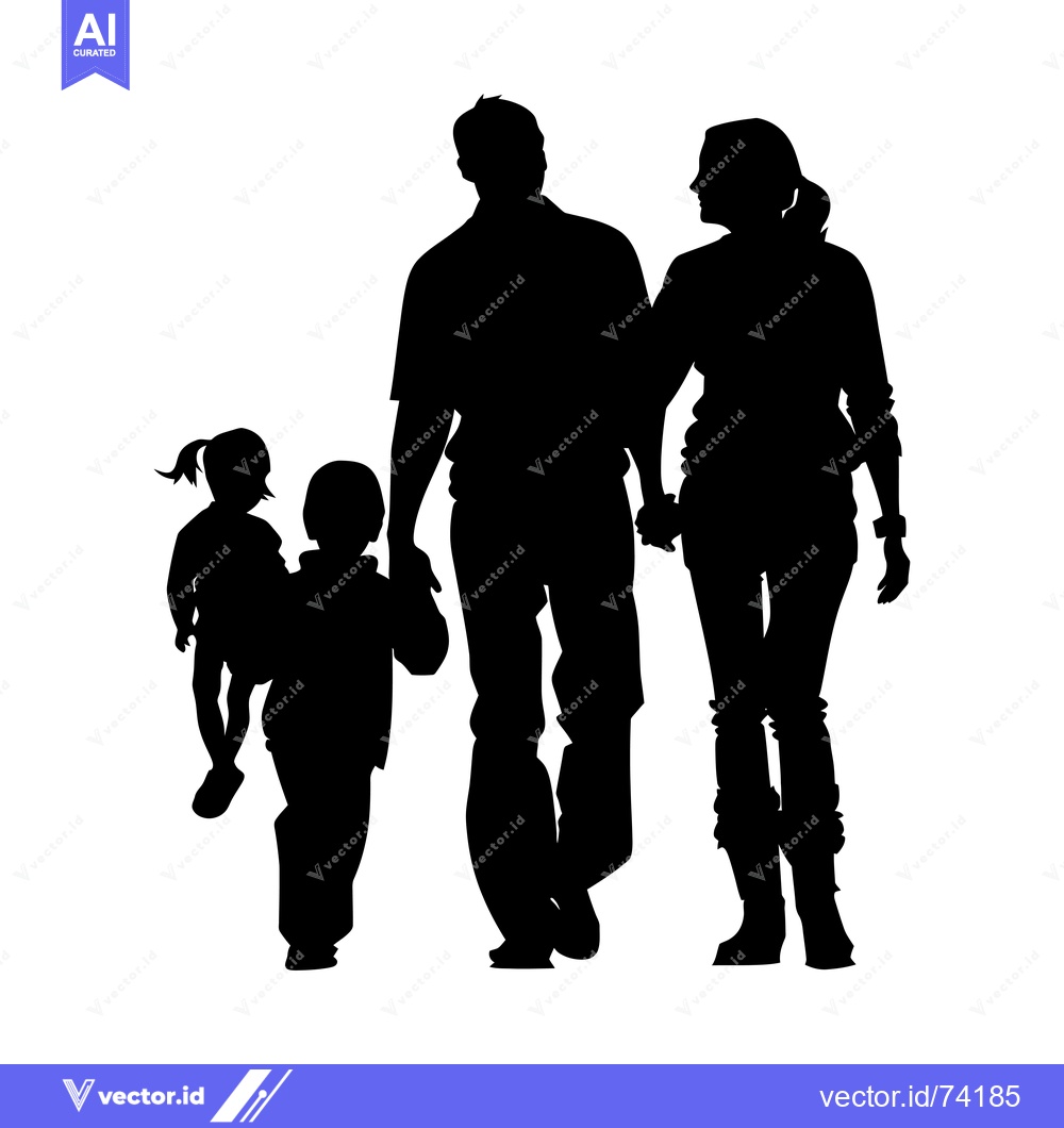 Premium Vector dari Silhouette of a Family Walking Together