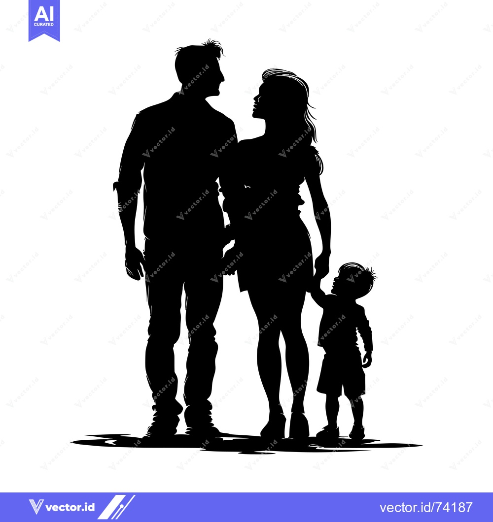 Premium Vector of Silhouette of a Family of Three Standing Together