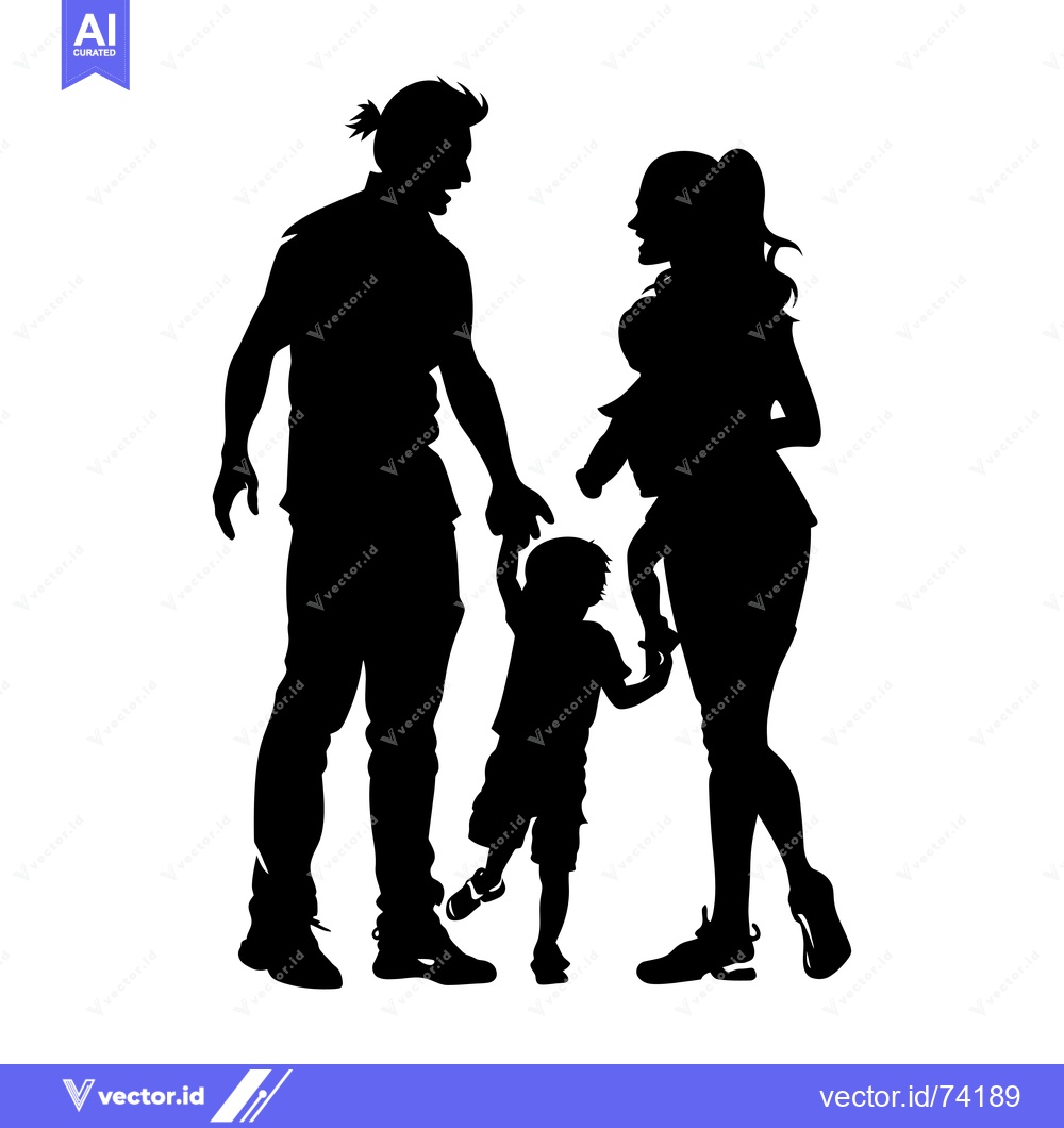 Premium Vector of Silhouette of a Family with a Father, Mother, and Child Holding Hands