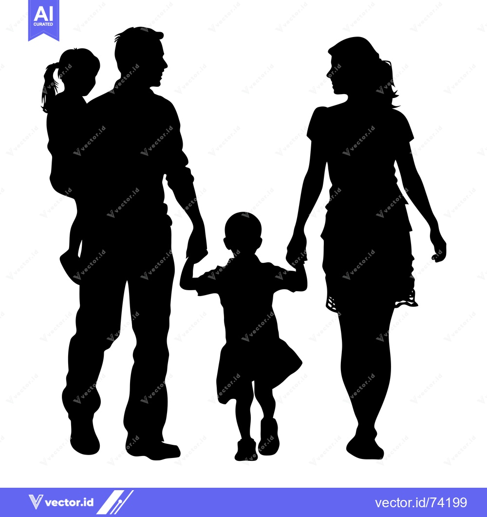 Premium Vector dari Silhouette of a Family Walking Together