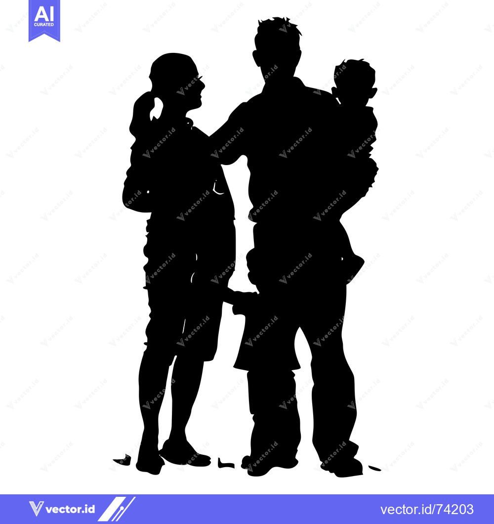 Premium Vector of Silhouette of a Family with Two Children