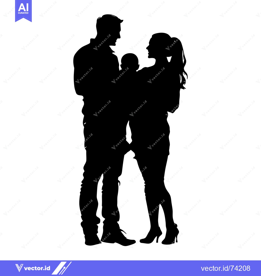 Premium Vector of Silhouette of a family with a father, mother, and baby