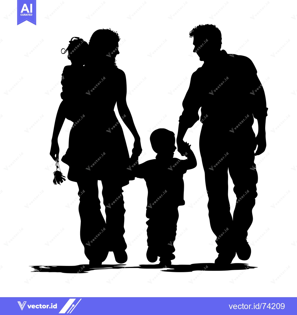 Premium Vector dari Silhouette of a family with a mother holding a baby, a father, and a y