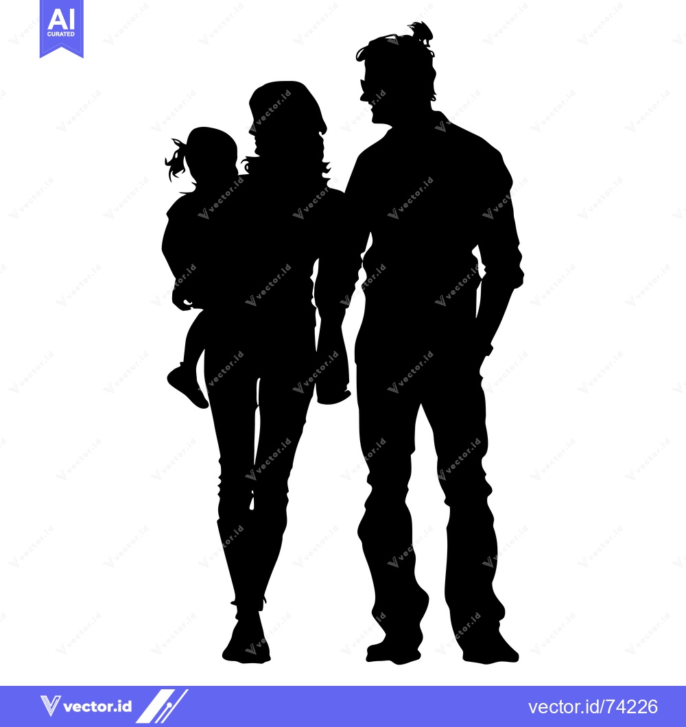 Premium Vector of Silhouette of a Family with a Father, Mother, and Daughter