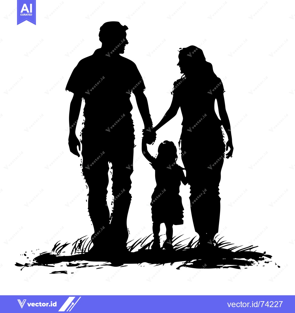 Premium Vector dari Silhouette of a Family Holding Hands and Walking