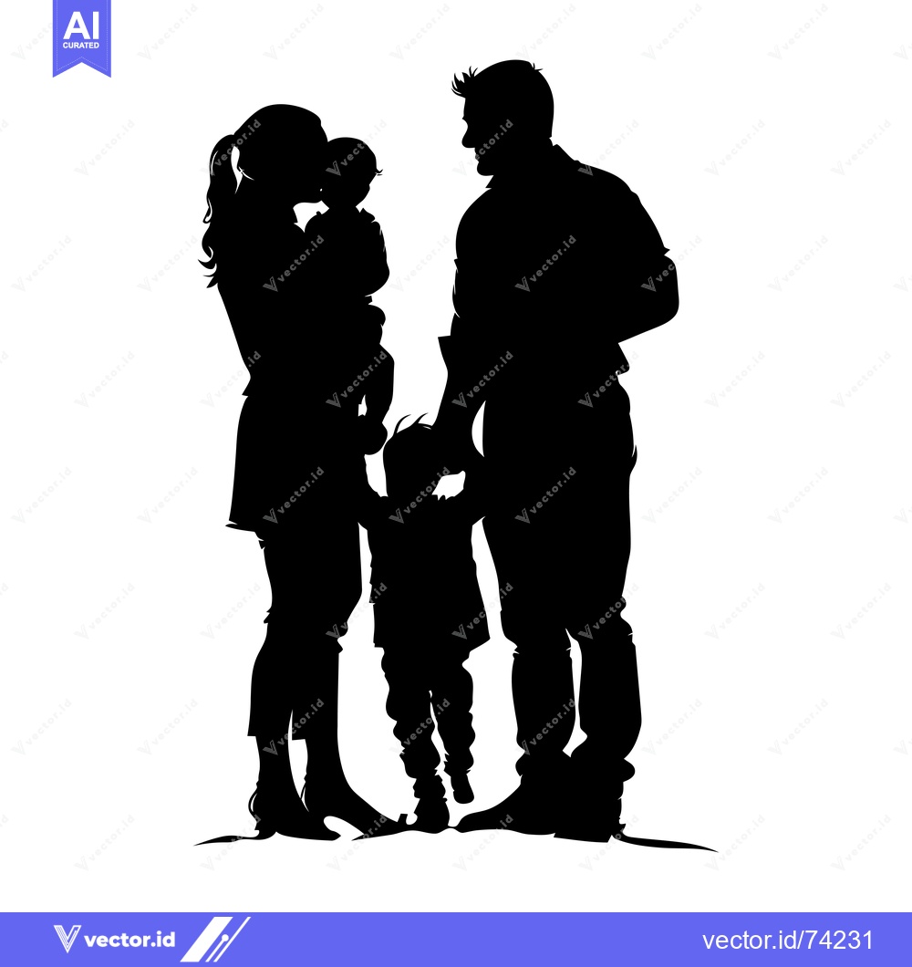 Premium Vector of Silhouette of a Family with Two Children