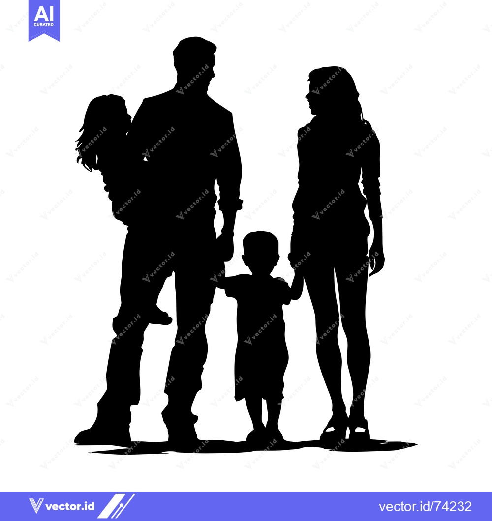 Premium Vector of Silhouette of a Family of Four