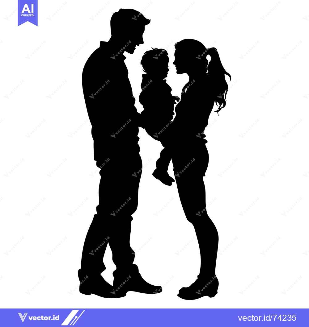 Premium Vector dari Silhouette of a Family with a Man, Woman, and Child
