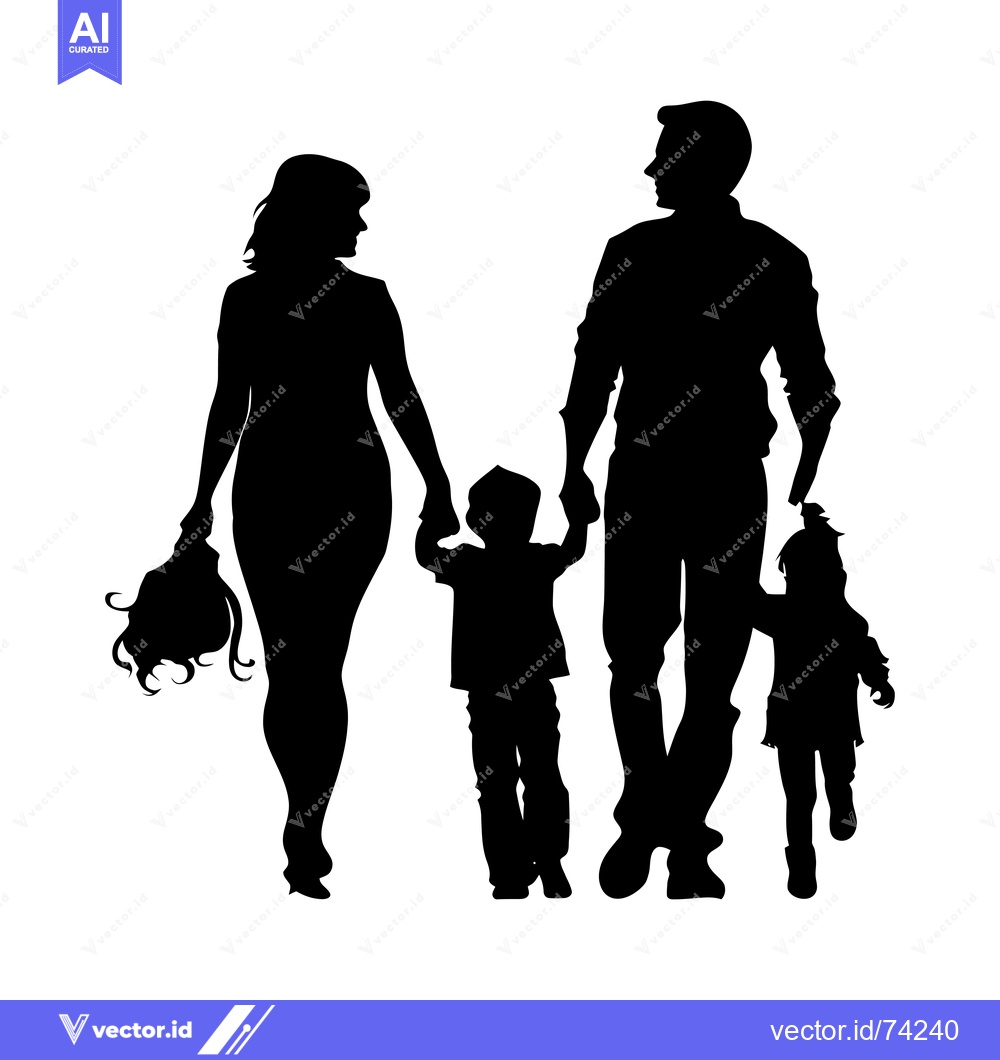 Premium Vector dari Silhouette of a Family Walking Together