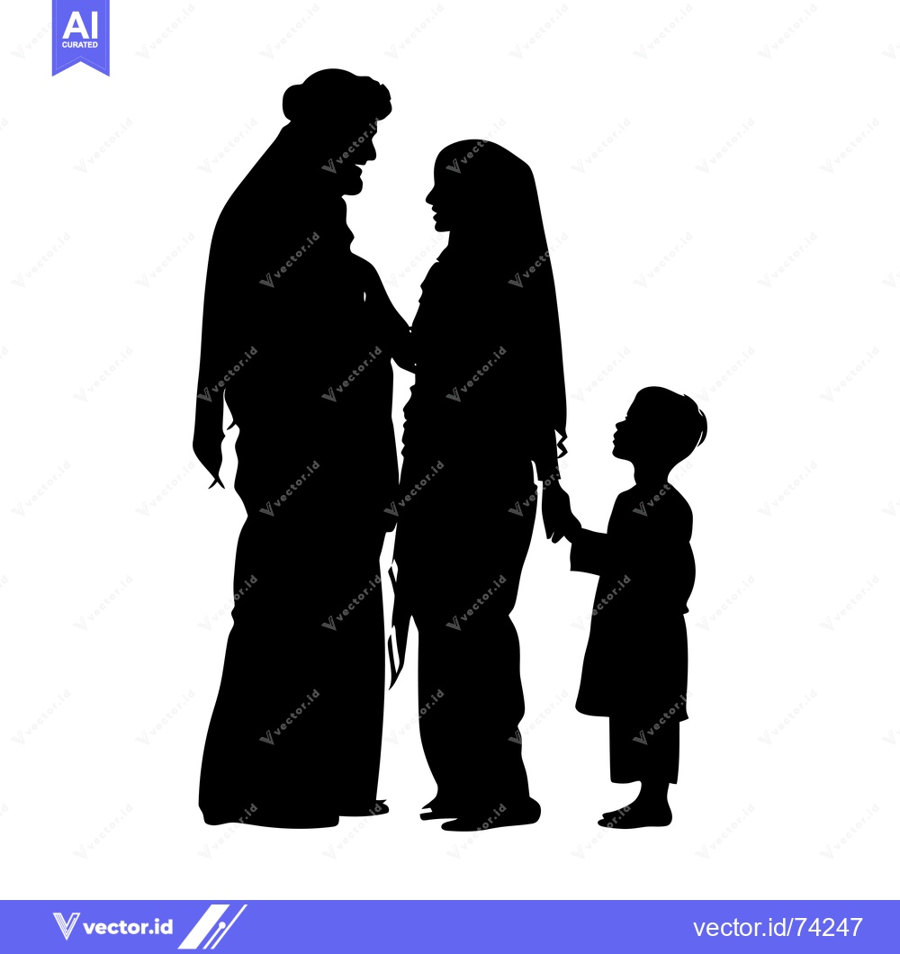 Premium Vector of Silhouette of a Family of Three Standing Together