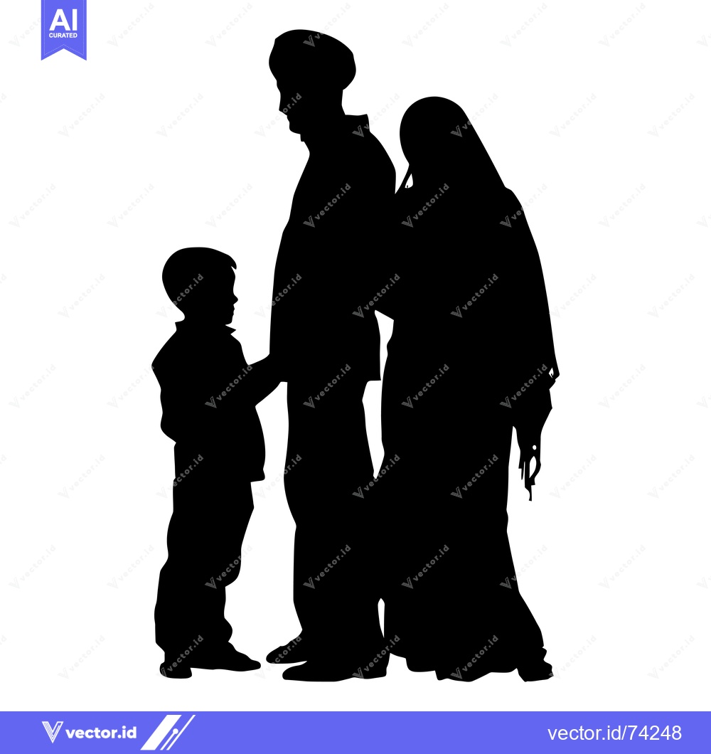 Premium Vector dari Silhouette of a Family with a Man, Woman, and Son
