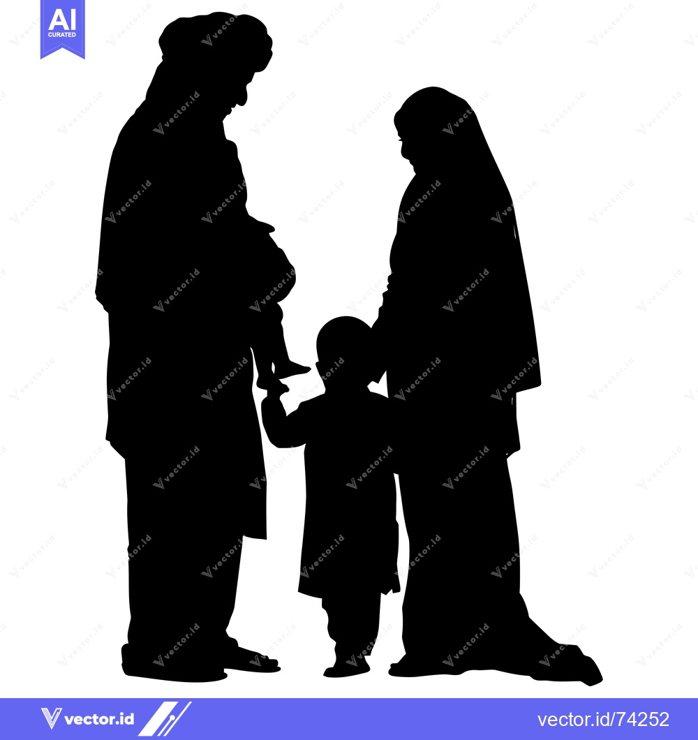 Premium Vector of Silhouette of a Muslim Family with a Child