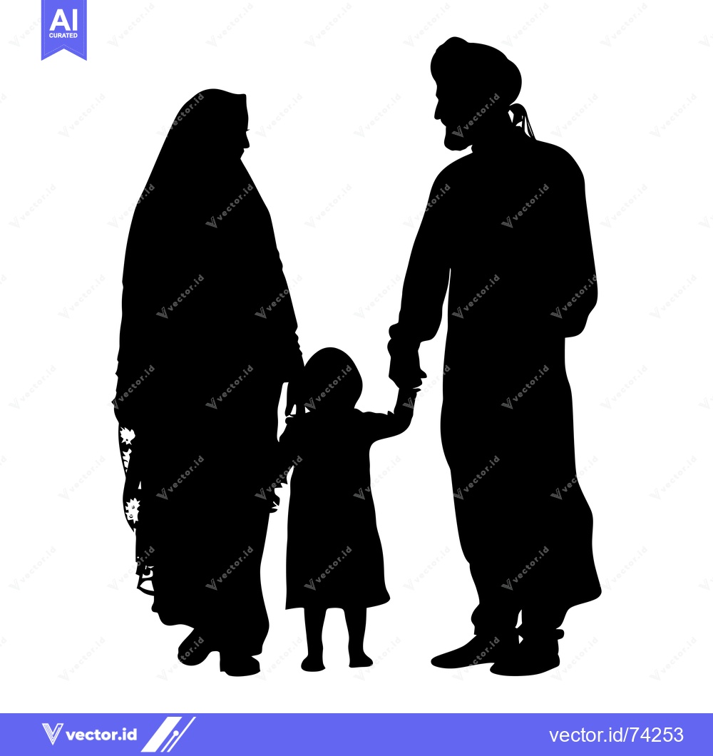 Premium Vector of Silhouette of a Muslim family with a young child