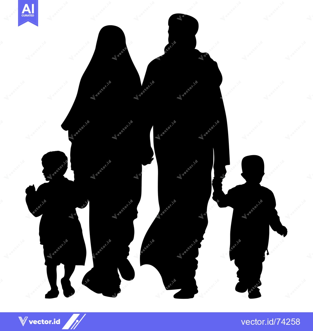 Premium Vector of Silhouette of a Muslim Family Walking Together