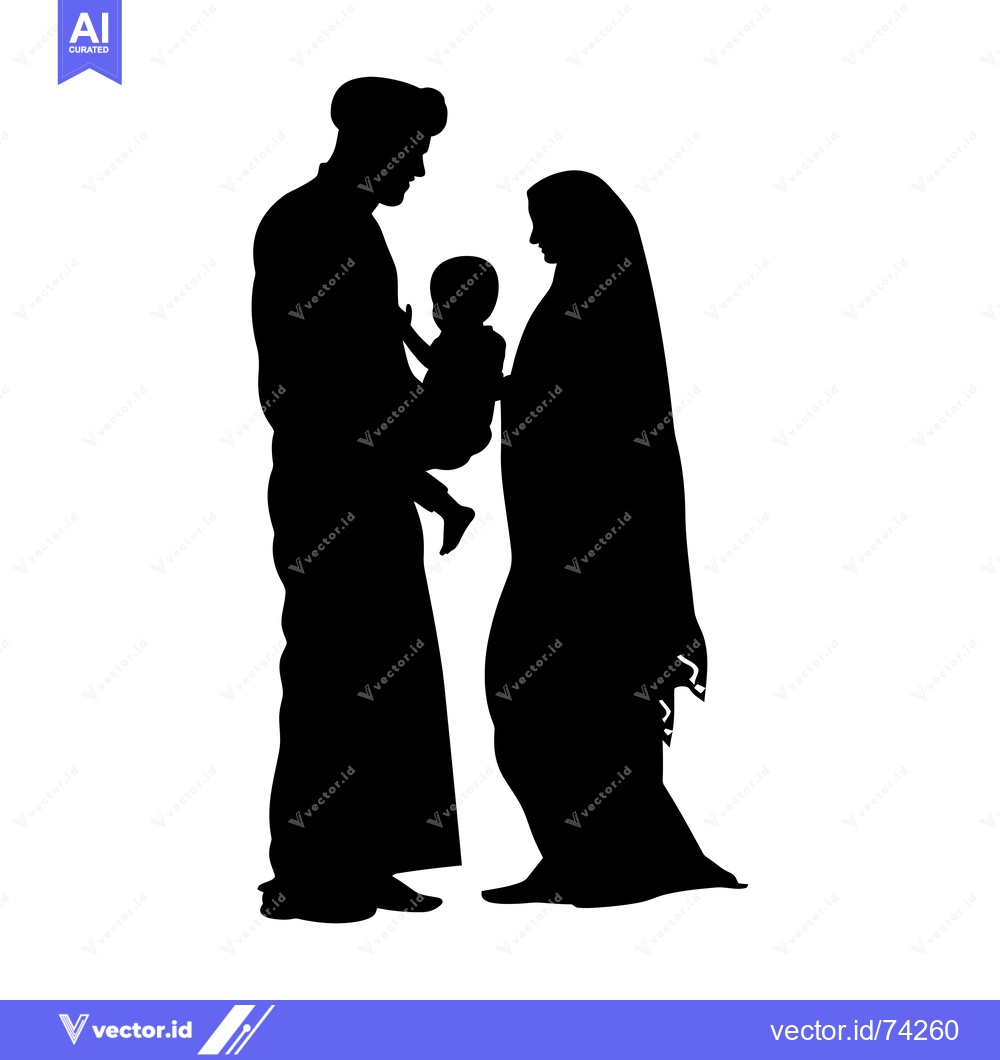 Premium Vector of Silhouette of a Family with a Man, Woman, and Child