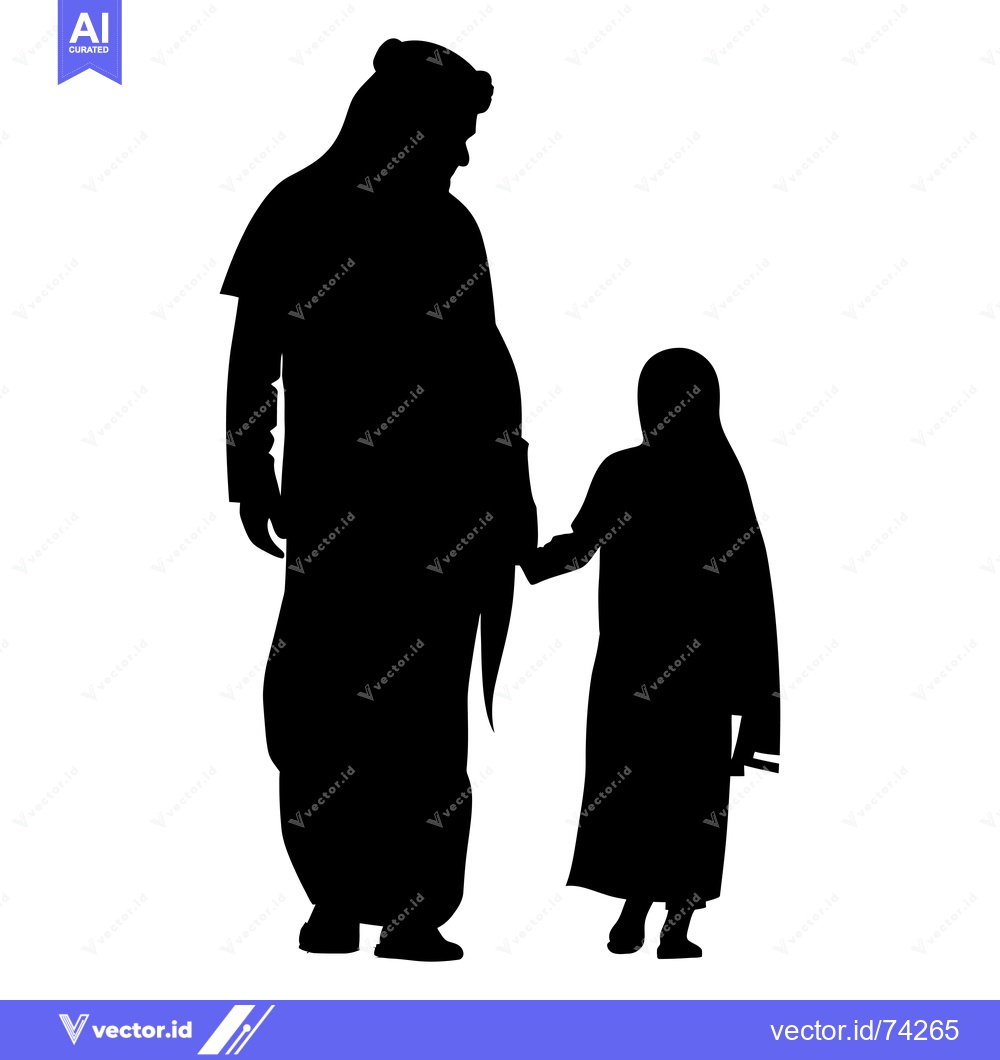 Premium Vector of Silhouette of a Man and Child Holding Hands