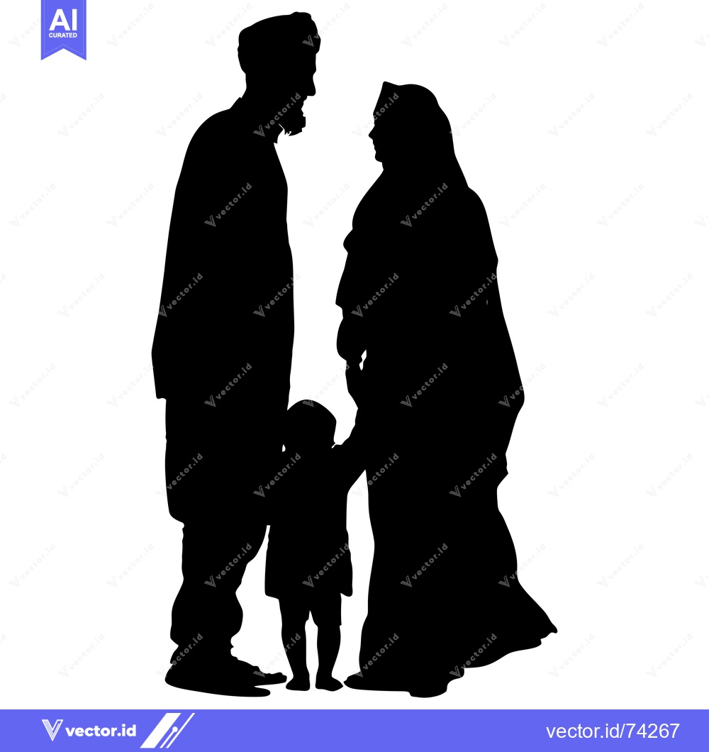 Premium Vector of Silhouette of a Muslim Family with a Child