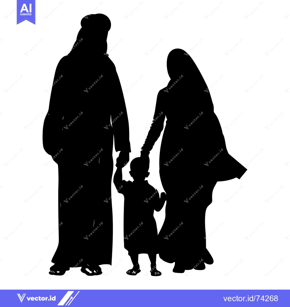 Premium Vector of Silhouette of a Muslim Family Holding Hands