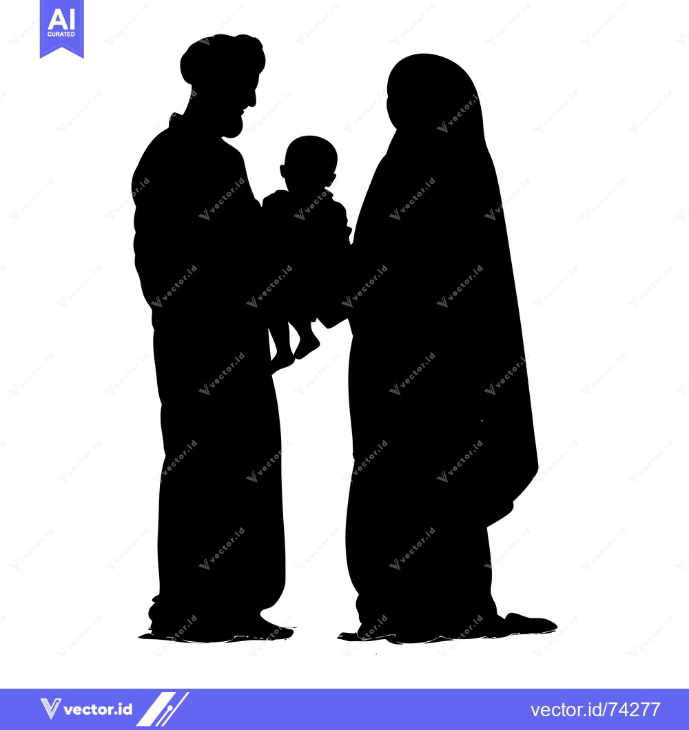 Premium Vector of Silhouette of a Family with a Father, Mother, and Child