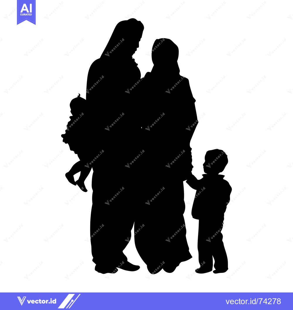 Premium Vector of Silhouette of a Family with Two Children