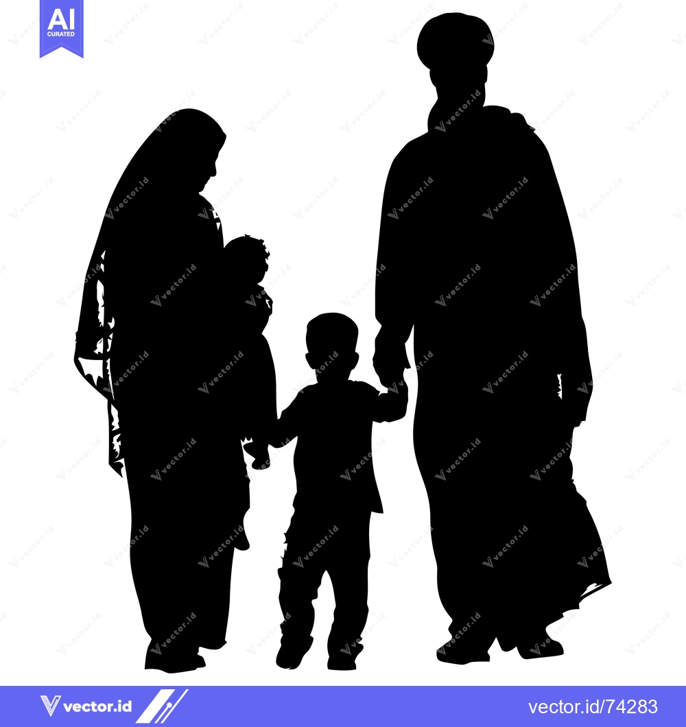 Premium Vector of Silhouette of a Muslim Family Walking Together