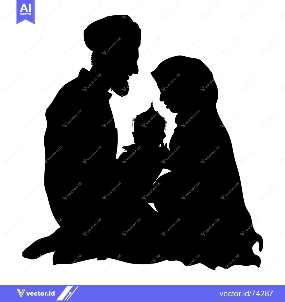 Premium Vector dari Silhouette of a Muslim family with a baby