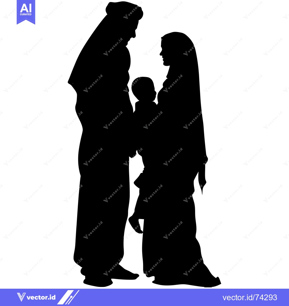 Premium Vector dari Silhouette of a Family with a Young Child