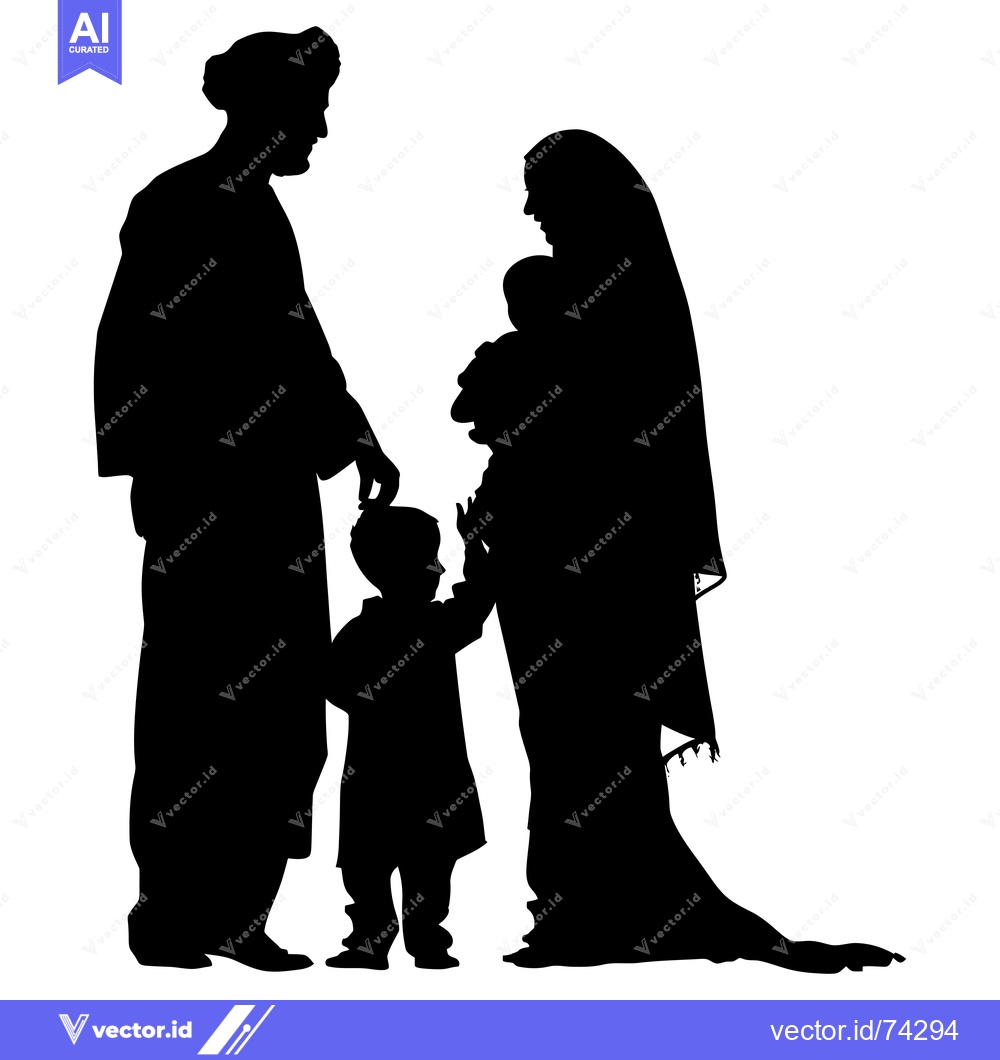 Premium Vector of Silhouette of a Family with Two Children