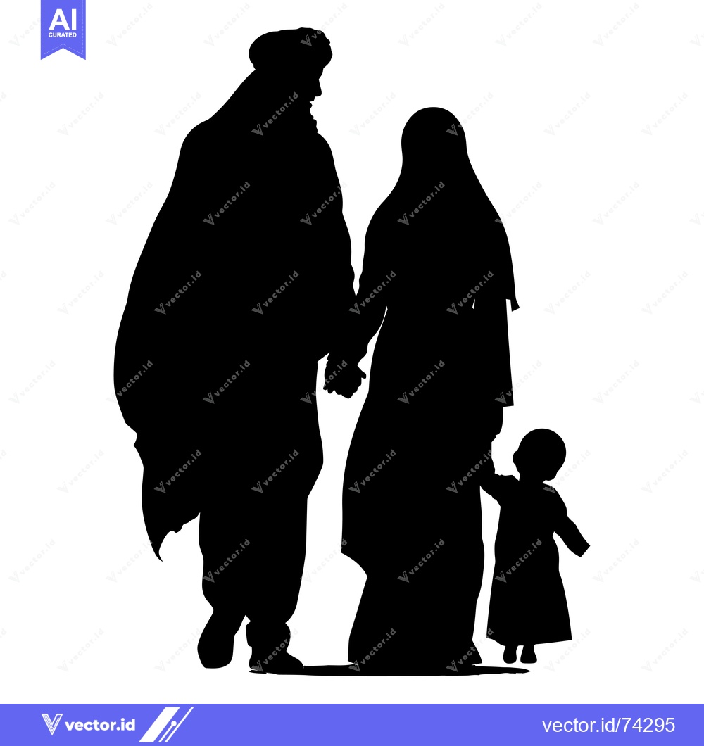Premium Vector dari Silhouette of a Family Walking Together