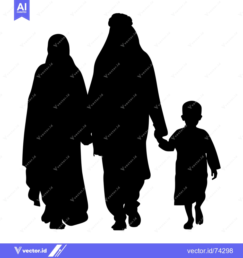 Premium Vector dari Silhouette of a Muslim family walking together