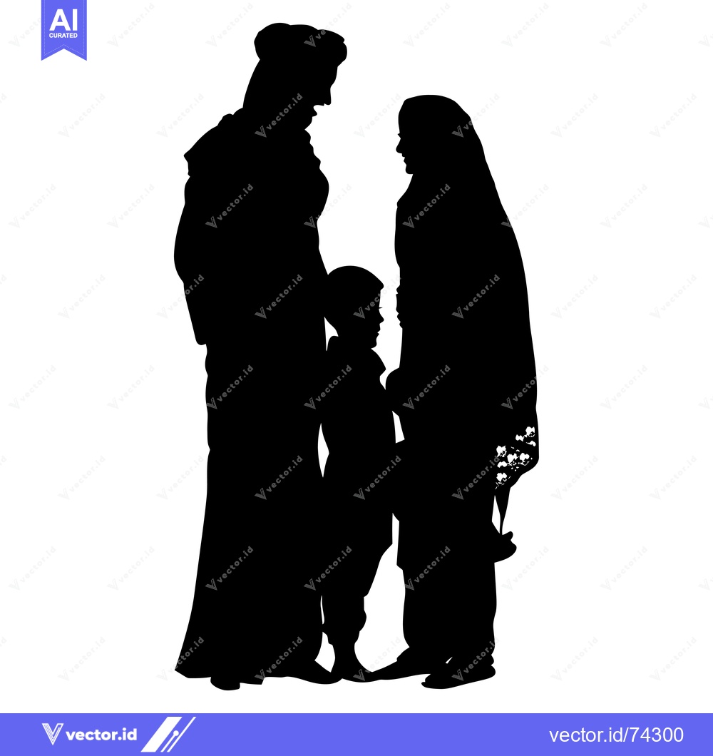 Premium Vector of Silhouette of a Family with a Mother, Father, and Young Child