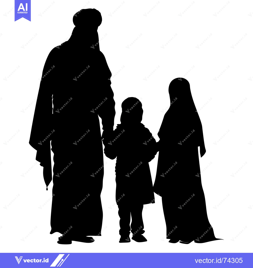 Premium Vector of Silhouette of a Muslim Family Holding Hands