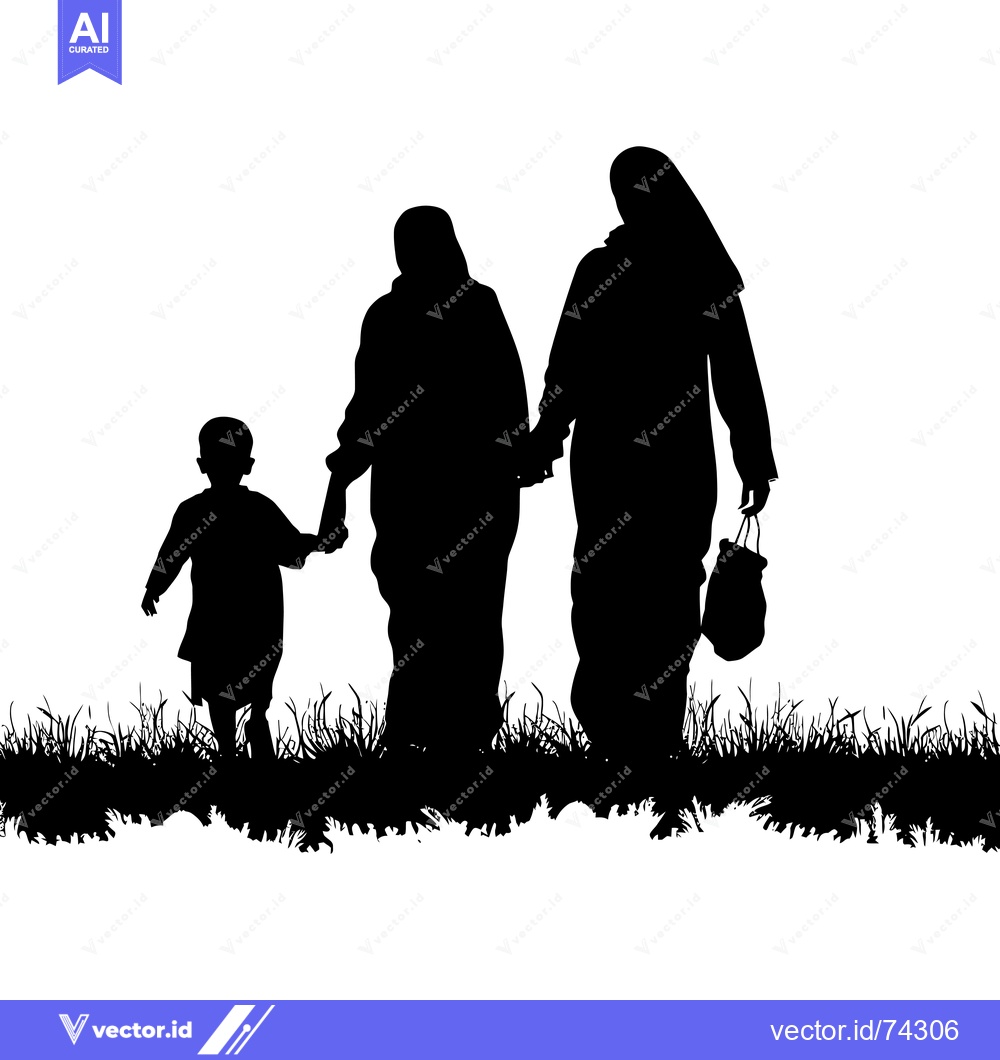 Premium Vector of Silhouette of a family with a mother, father, and child walking throug